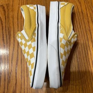 Yellow checkered slip on vans